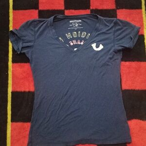 True Religion Navy Blue V-Neck T-Shirt